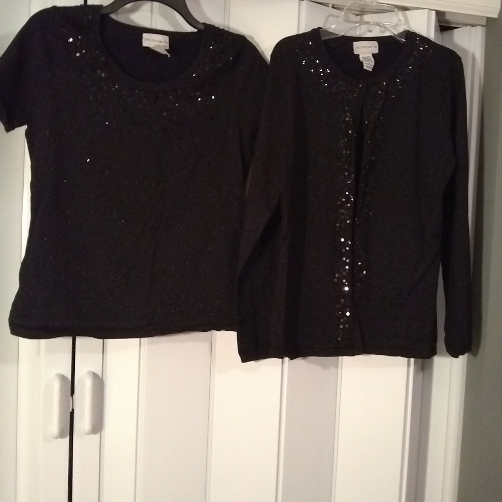 Jaclyn Smith's Matches top & cardigan